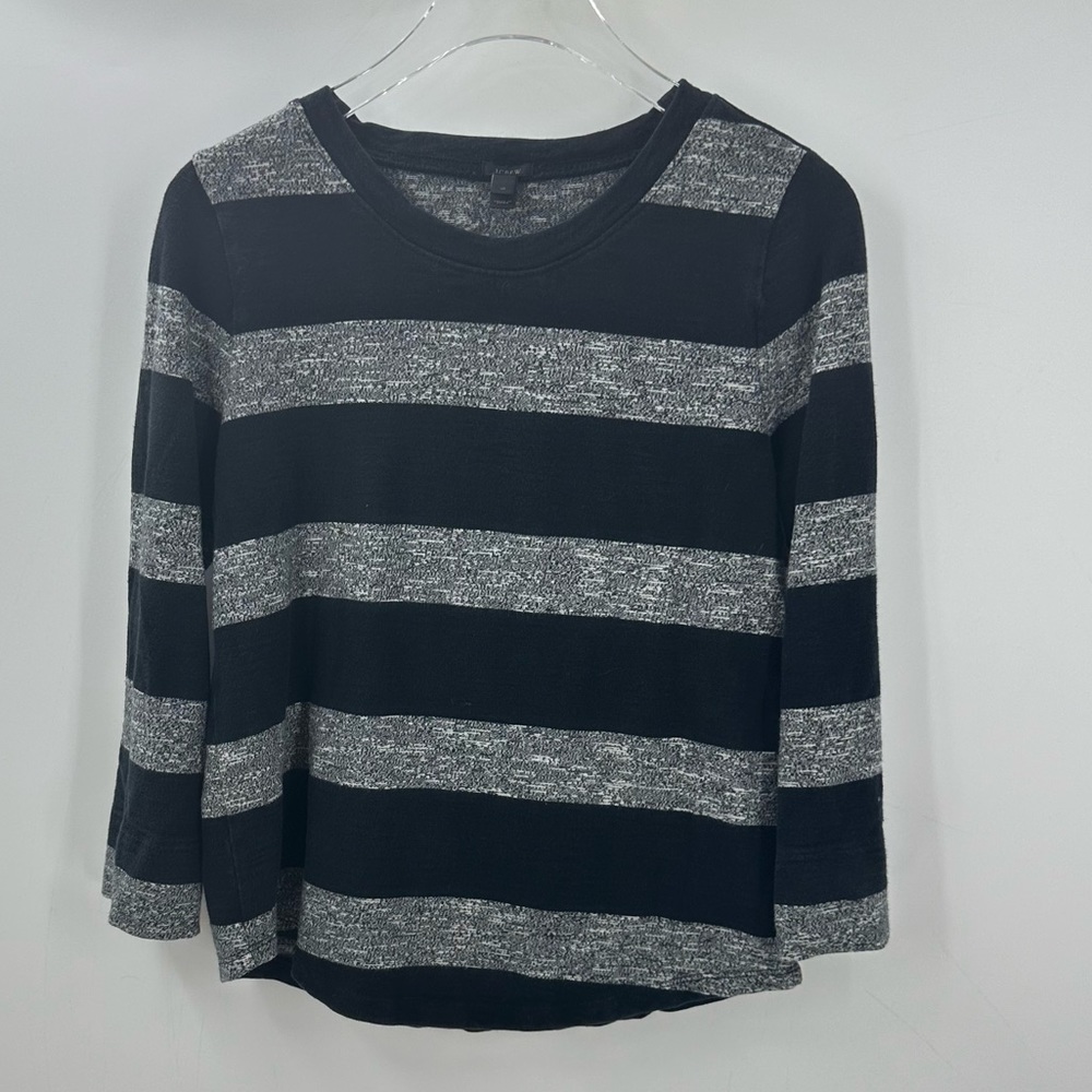*J Crew Gray and Black Striped Sweater Top Womens XS